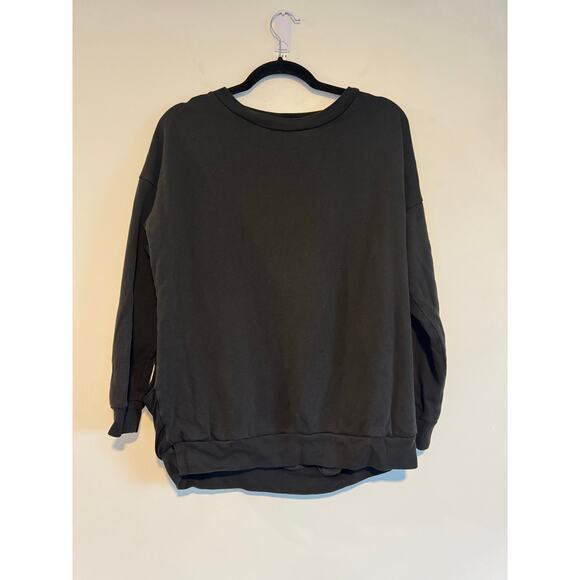 AllSaints Black Crewneck Sweatshirt With Sheer Overlay Women’s Size 6 - Picture 1 of 7